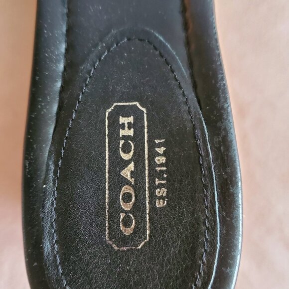 Coach Slip On Black Patent Leather Cork Wedge Sandals Size 7.5 - Picture 6 of 7